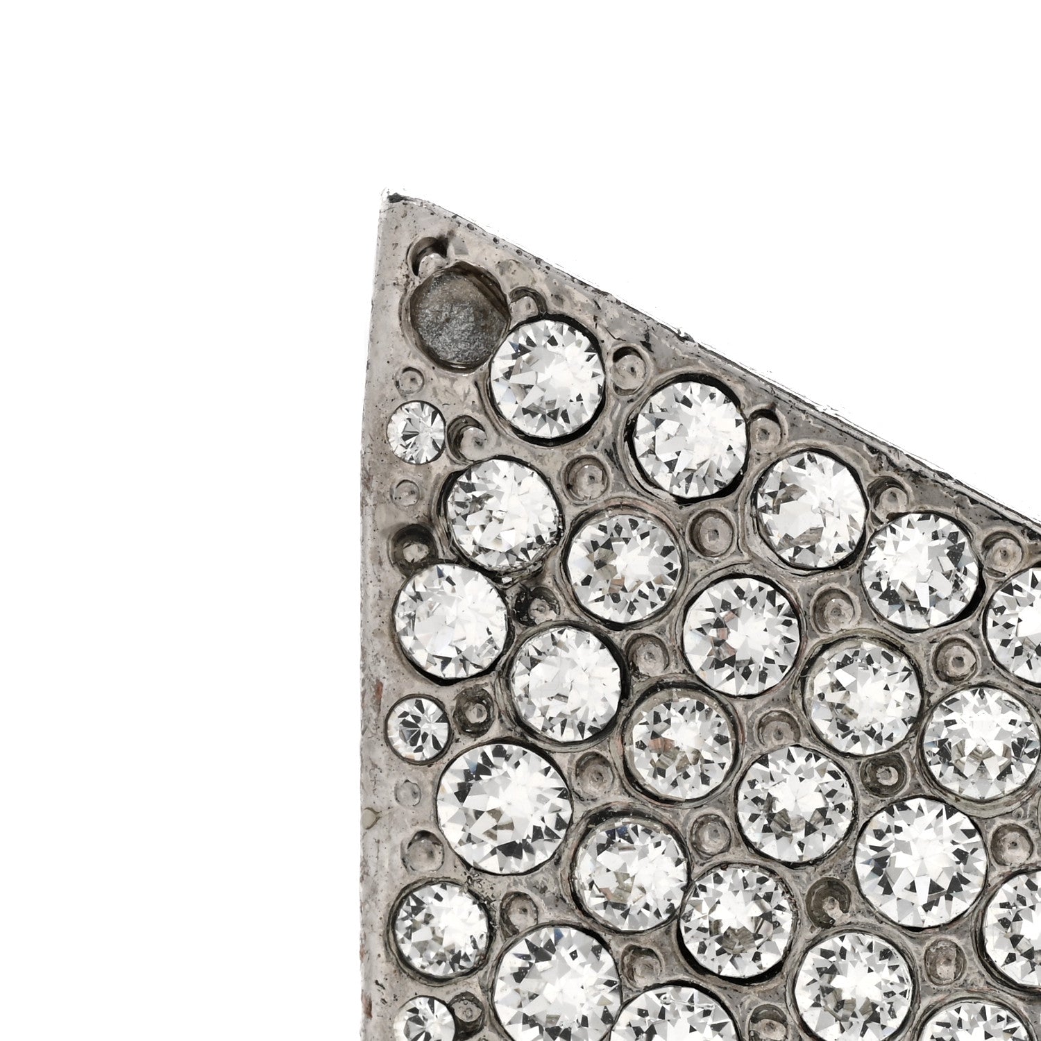 Saint Laurent Crystal Enamel Triangle Clip On Earrings Silver 5 of 5