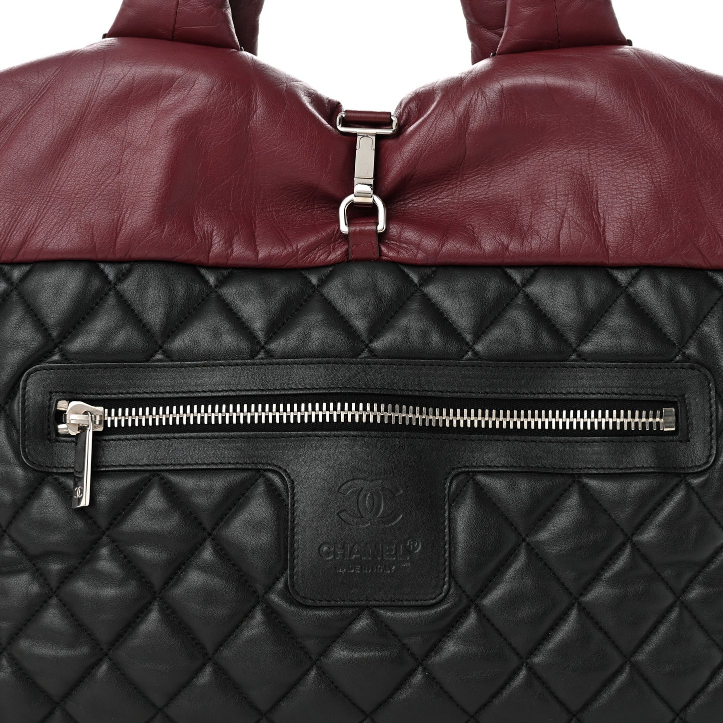 Lambskin Quilted Medium Coco Cocoon Reversible Tote Black