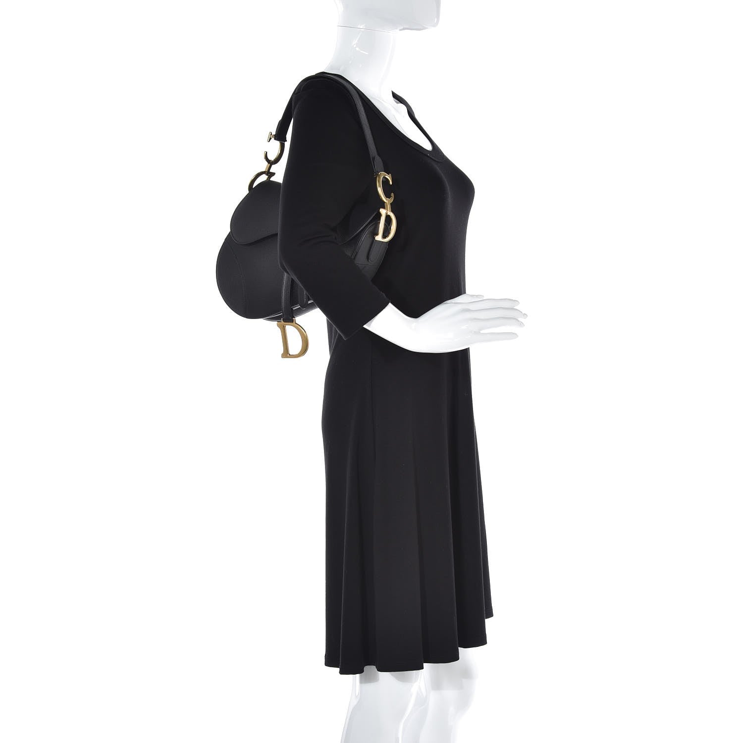 Christian Dior Grained Calfskin Saddle Bag Black 2 of 8