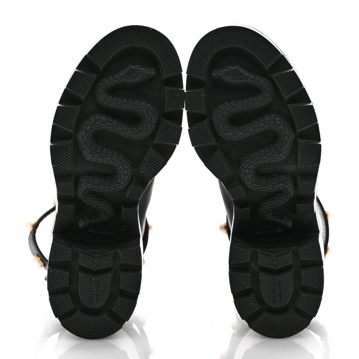 Gucci Calfskin Embroidered Lace Up Combat Ankle Boots 37 Black 6 of 11