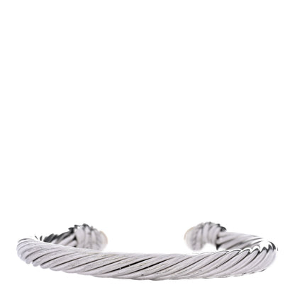 David Yurman Sterling Silver Diamond Cultured Pearl 7mm Crossover Bracelet 3 of 4