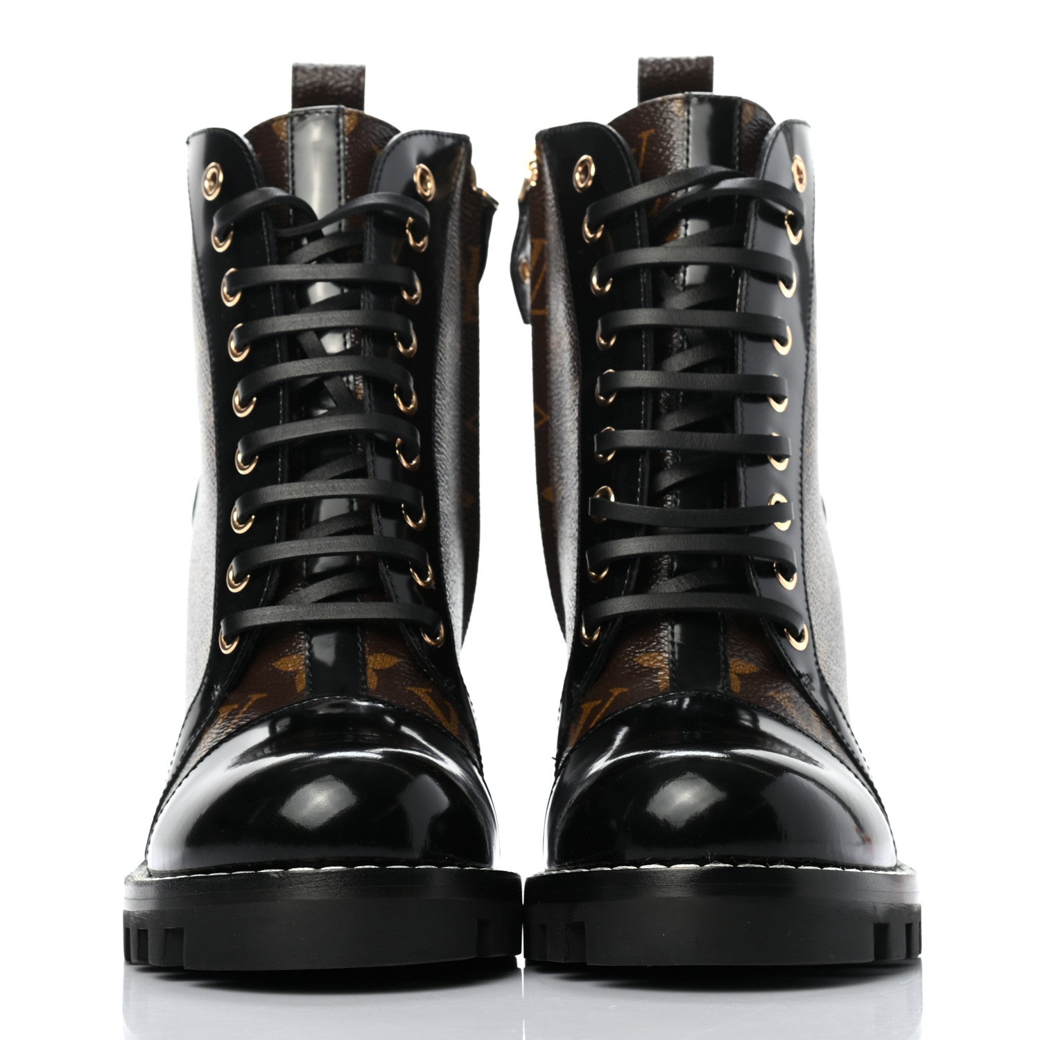 Louis Vuitton Patent Calfskin Monogram Star Trail Ankle Boots 37.5 Black 2 of 8