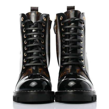 Louis Vuitton Patent Calfskin Monogram Star Trail Ankle Boots 37.5 Black 2 of 8