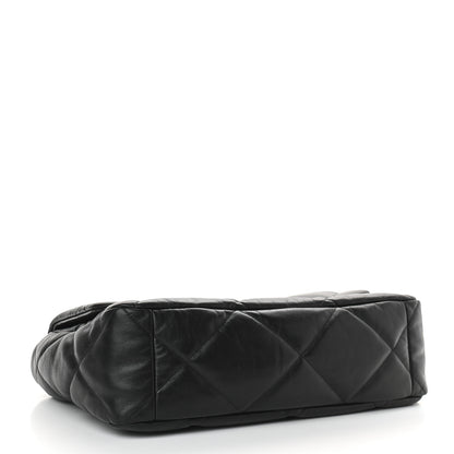 Chanel Shiny Goatskin Quilted Maxi Chanel 19 Flap Black 4 of 10