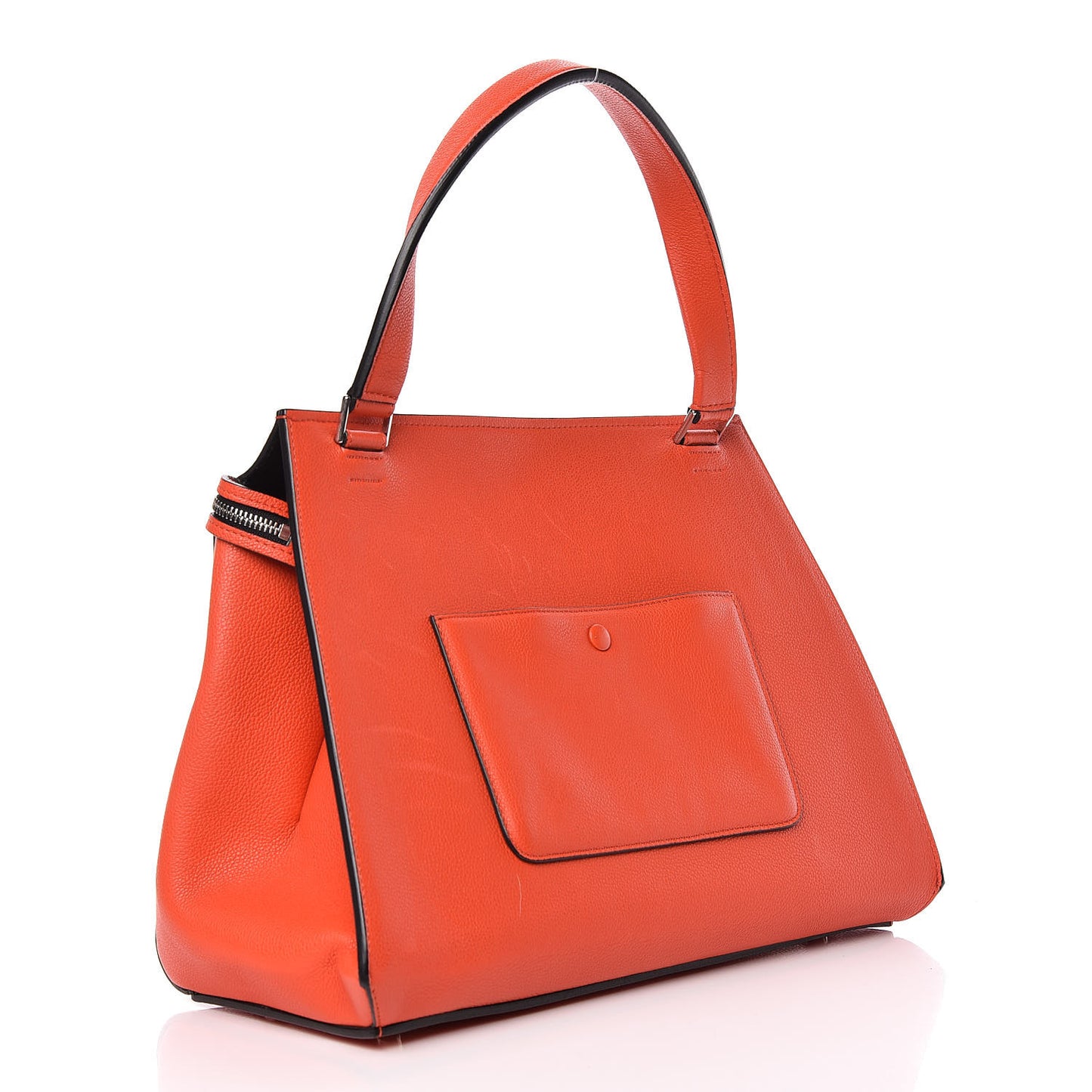 Grained Calfskin Medium Edge Shoulder Bag Vermillion