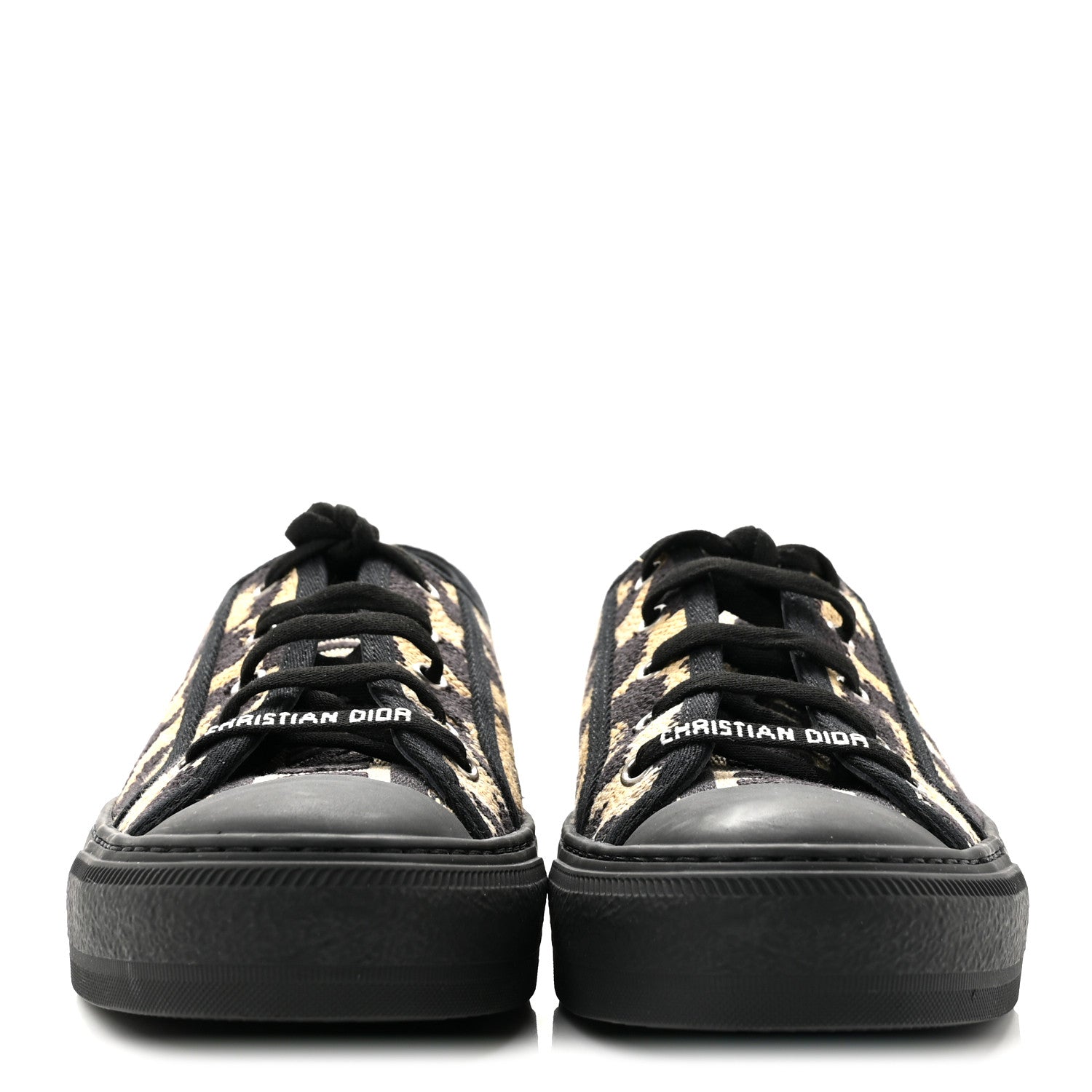 Christian Dior Canvas Leopard Print Embroidered Womens Walk'N'Dior Low Top Sneakers 39.5 Natural 6 of 18