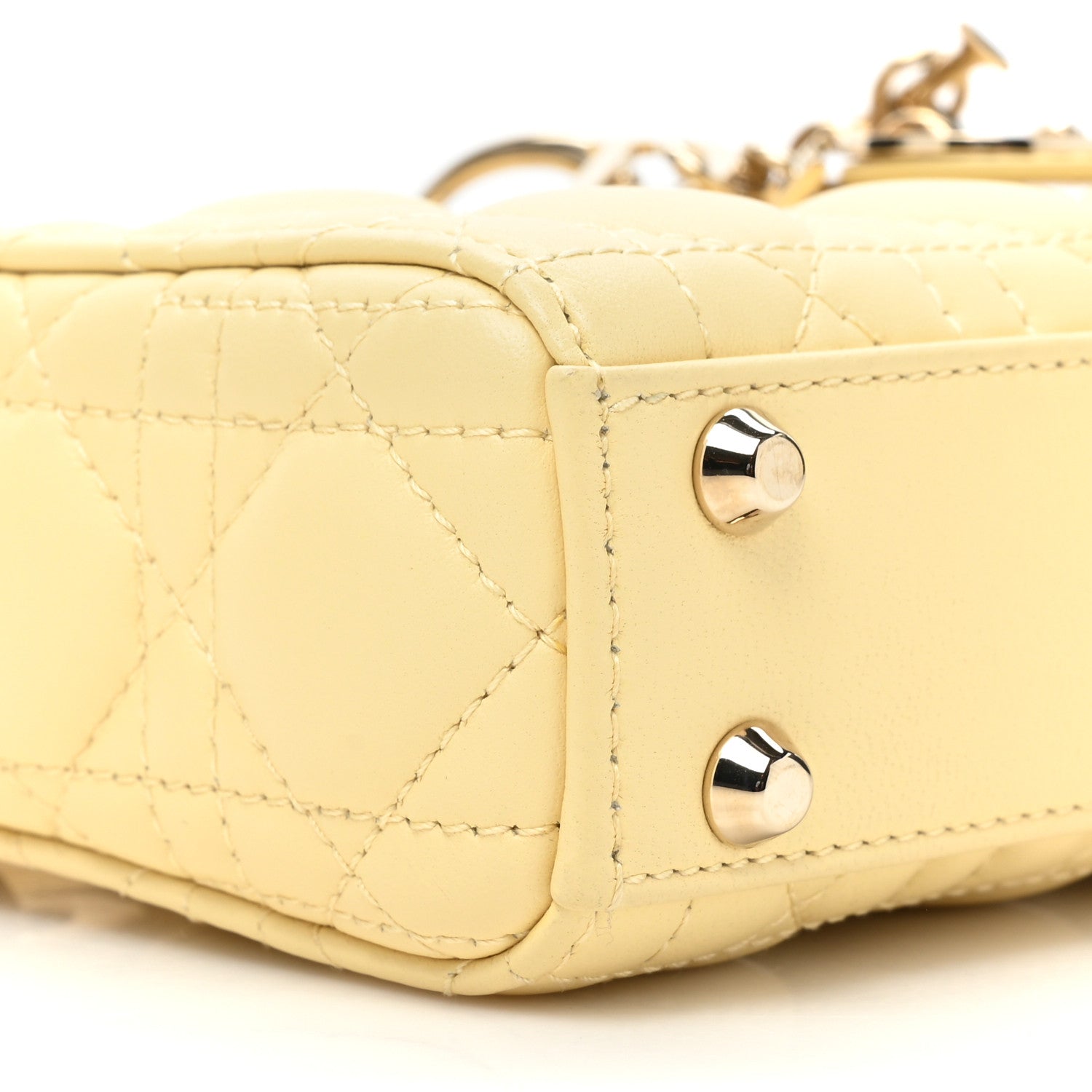 Christian Dior Lambskin Cannage Micro Lady Dior Soft Yellow 9 of 11