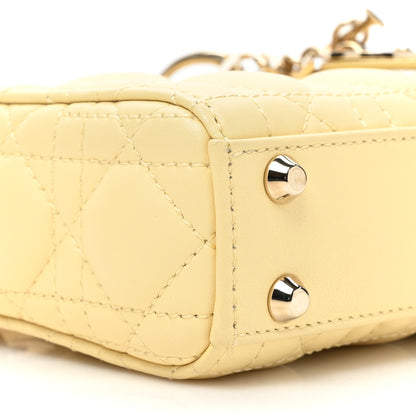 Christian Dior Lambskin Cannage Micro Lady Dior Soft Yellow 9 of 11