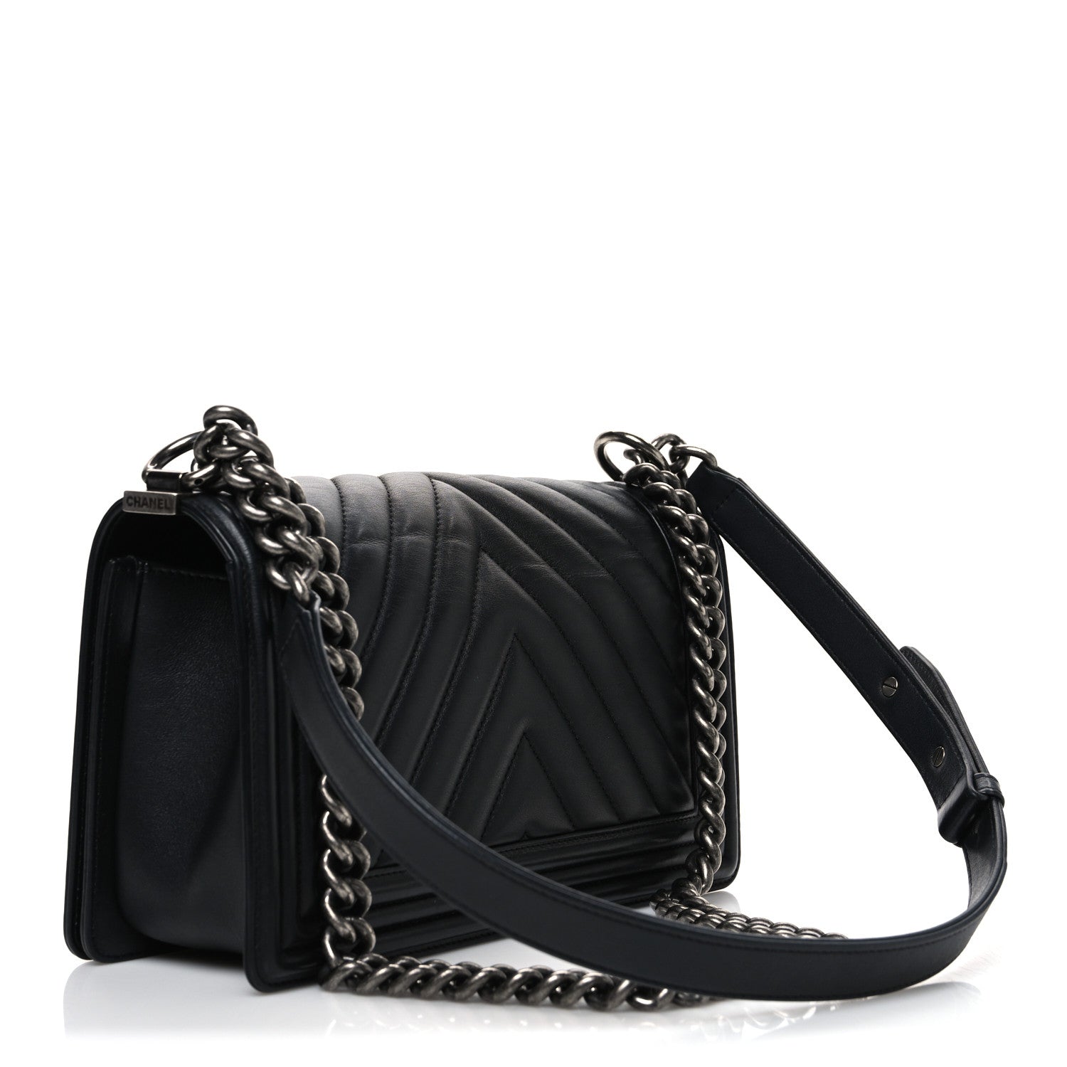Chanel Calfskin Chevron Quilted Medium Boy Flap Black 3 of 10