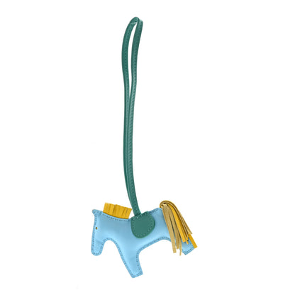 Hermes Milo Lambskin Grigri Rodeo Horse Bag Charm PM Bleu Celeste Lime Malachite 1 of 5