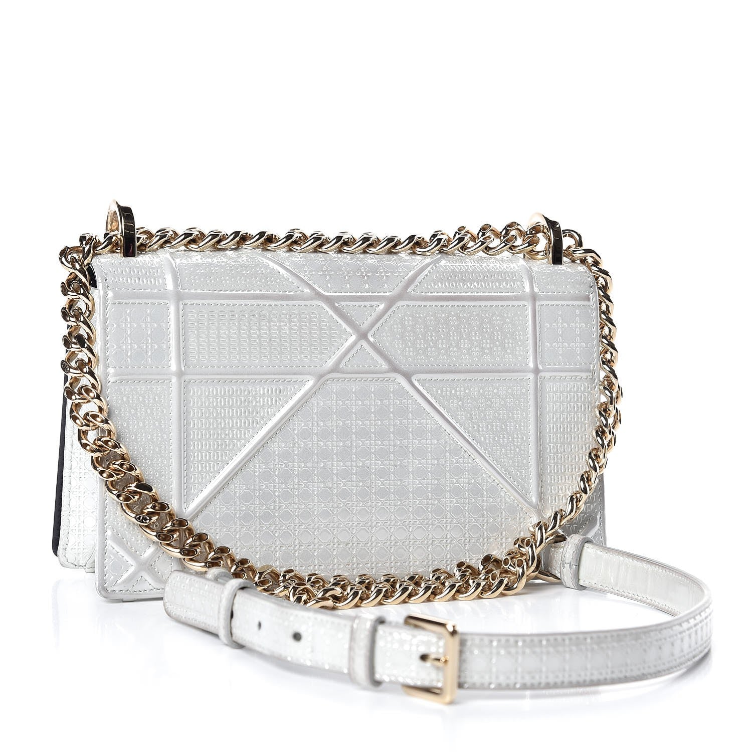Christian Dior Patent Micro-Cannage Small Diorama Flap Bag White 3 of 15