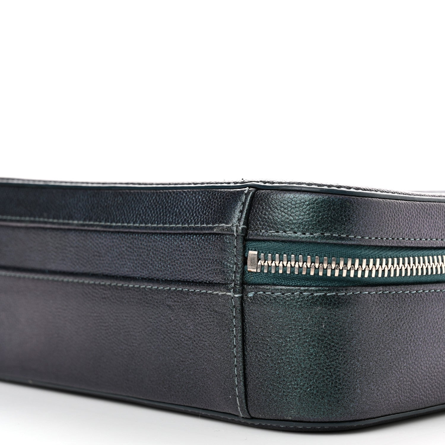 Chanel Iridescent Caviar Quilted Medium CC Filigree Vanity Case Dark Turquoise 10 of 13