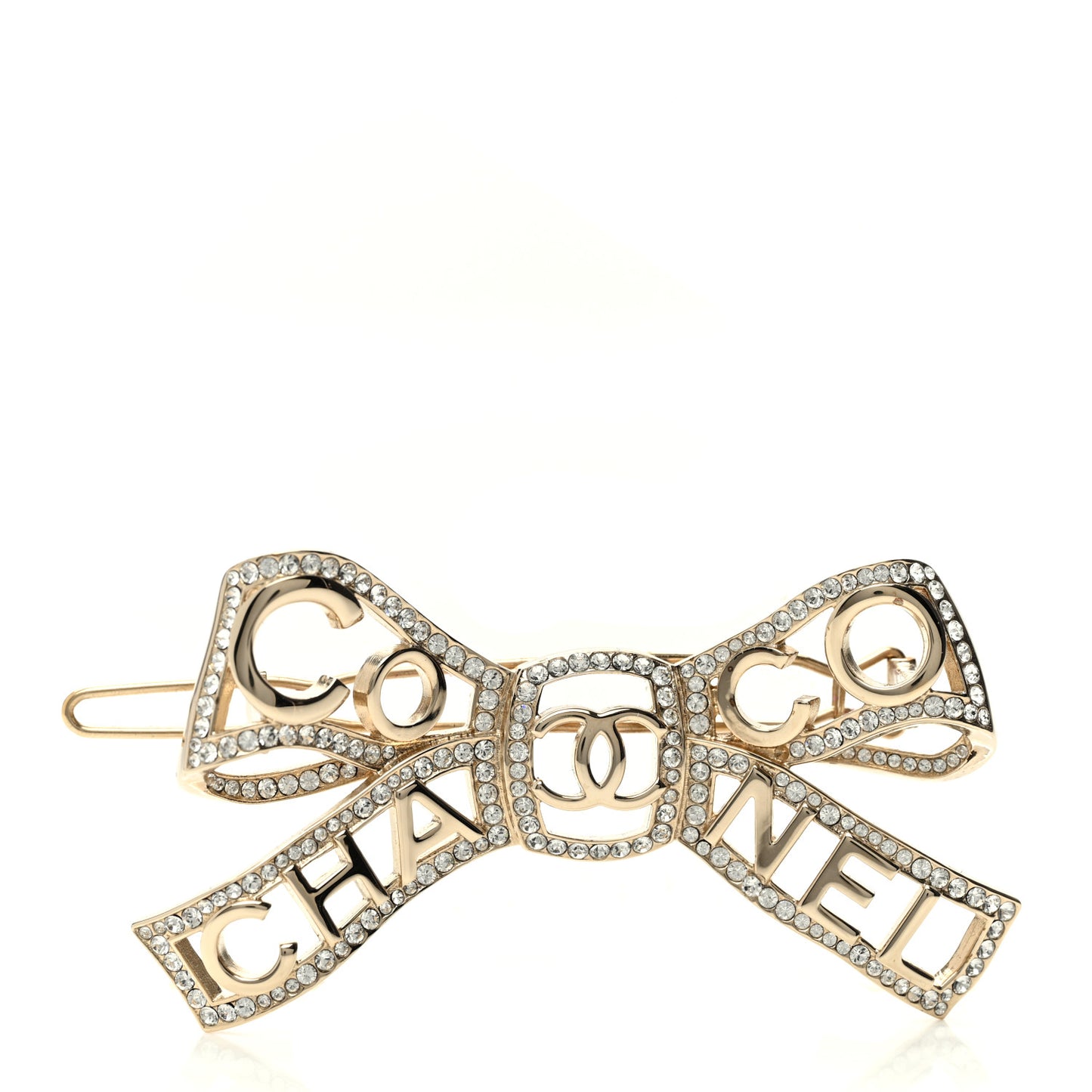 Metal Crystal Bow-tiful CC Hair Clip Gold