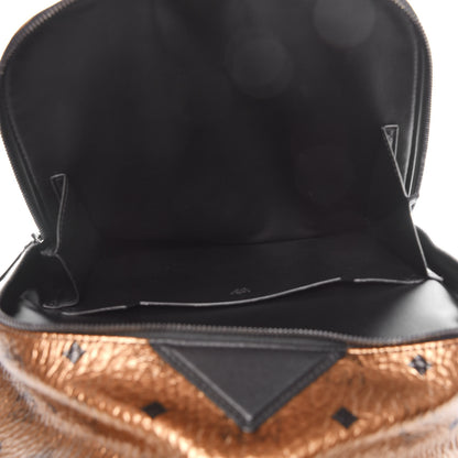 MCM Metallic Visetos Medium Duke Backpack Gold 5 of 11