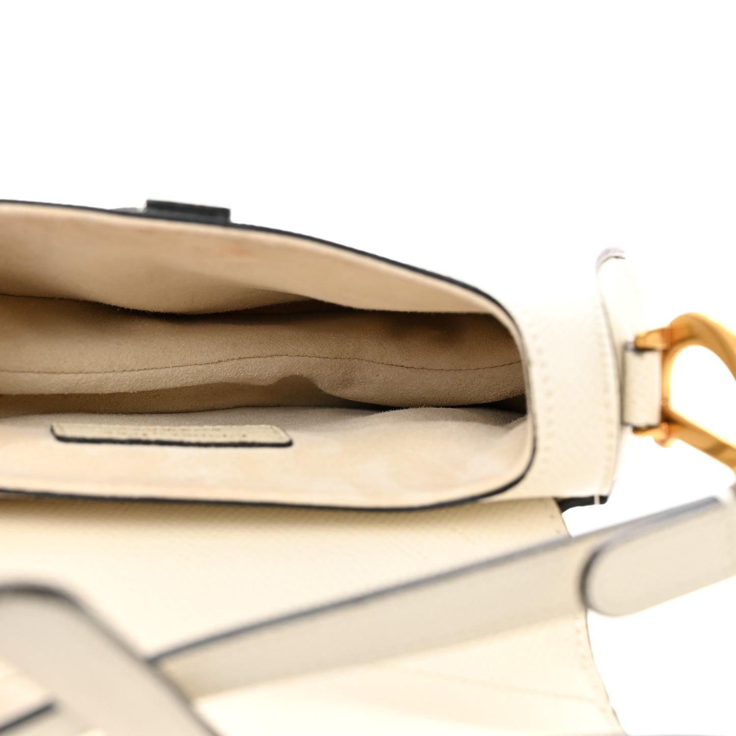 Grained Calfskin Mini Saddle Bag White