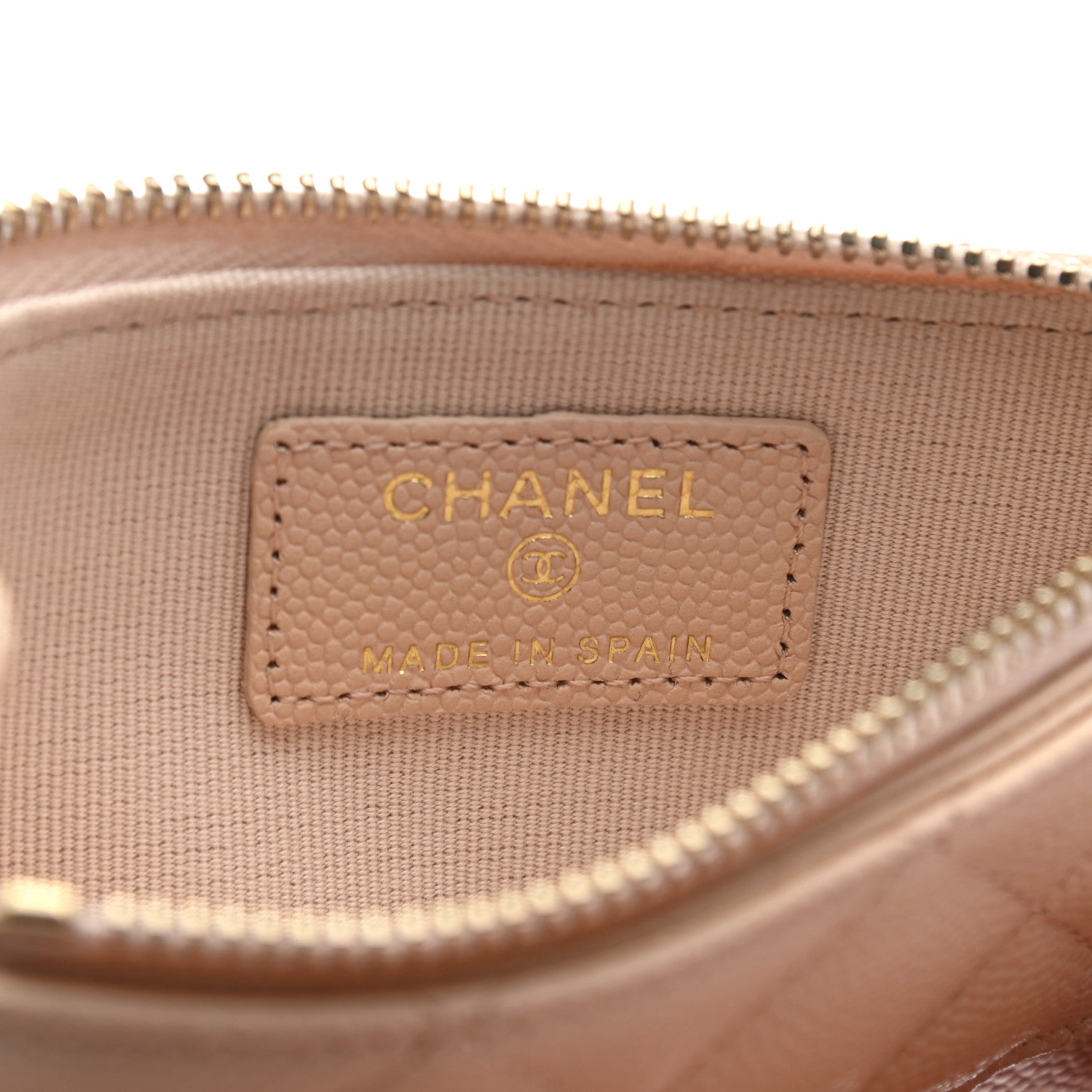 Chanel Caviar Quilted Flap Zip Card Holder Beige 7 of 8