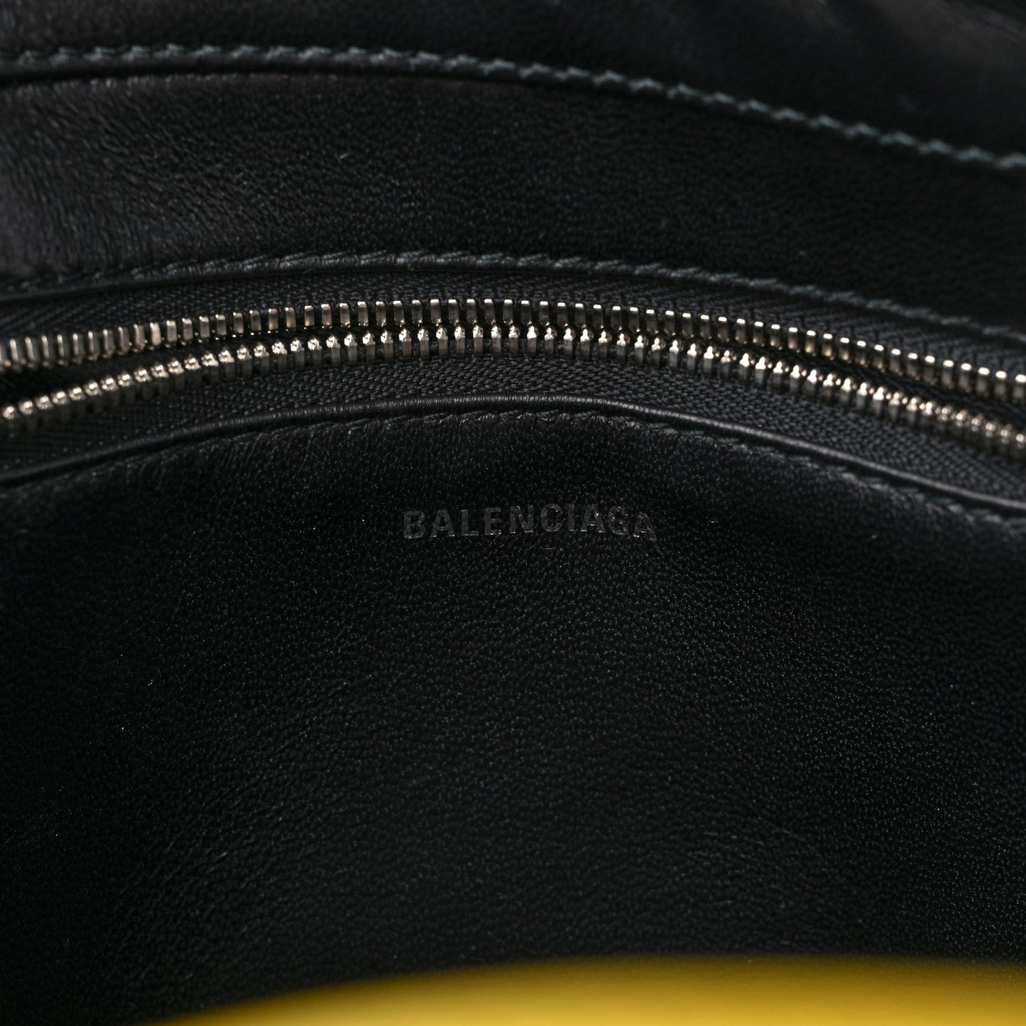 Shiny Day Calfskin Logo XS Triangle Duffle Jaune Black
