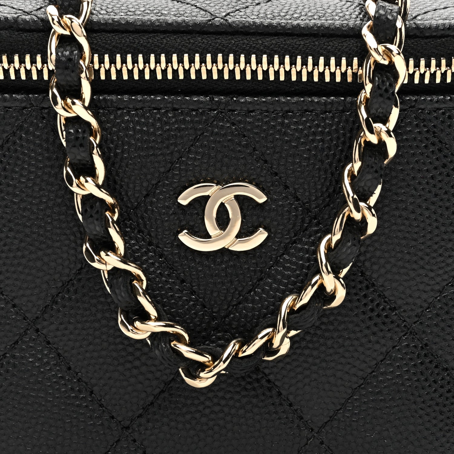 Chanel Caviar Quilted Mini Vanity Case With Chain Black 8 of 11