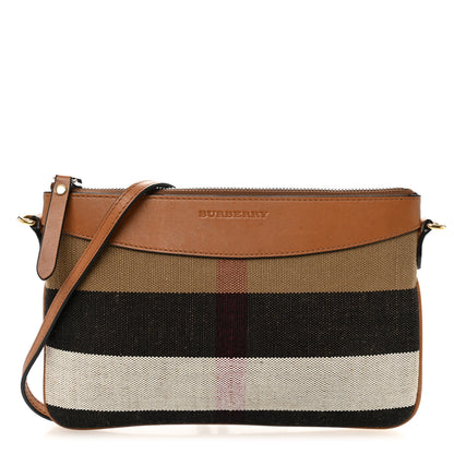 Burberry Mega Check Peyton Crossbody Clutch Bag Saddle Brown 1 of 11