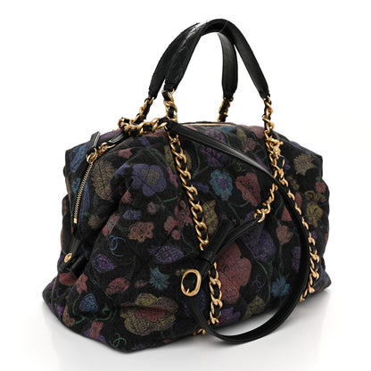 Chanel Denim Printed Destination Chenonceau Shoulder Bag Charcoal Multicolor 3 of 10