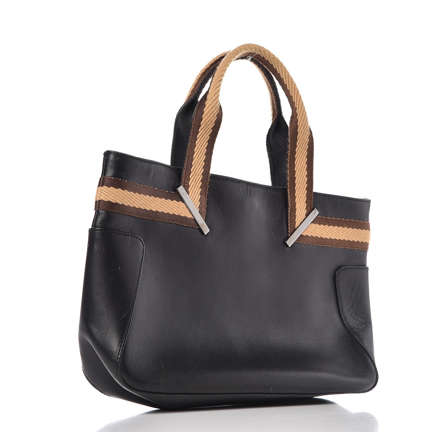 Gucci Calfskin Web Tote Black 3 of 15