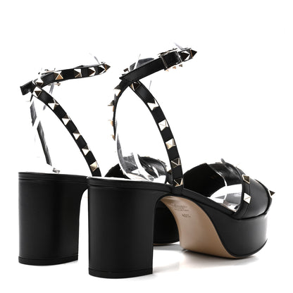 Valentino Garavani Calfskin Rockstud 35/75mm Platform Sandals 40.5 Black 4 of 8