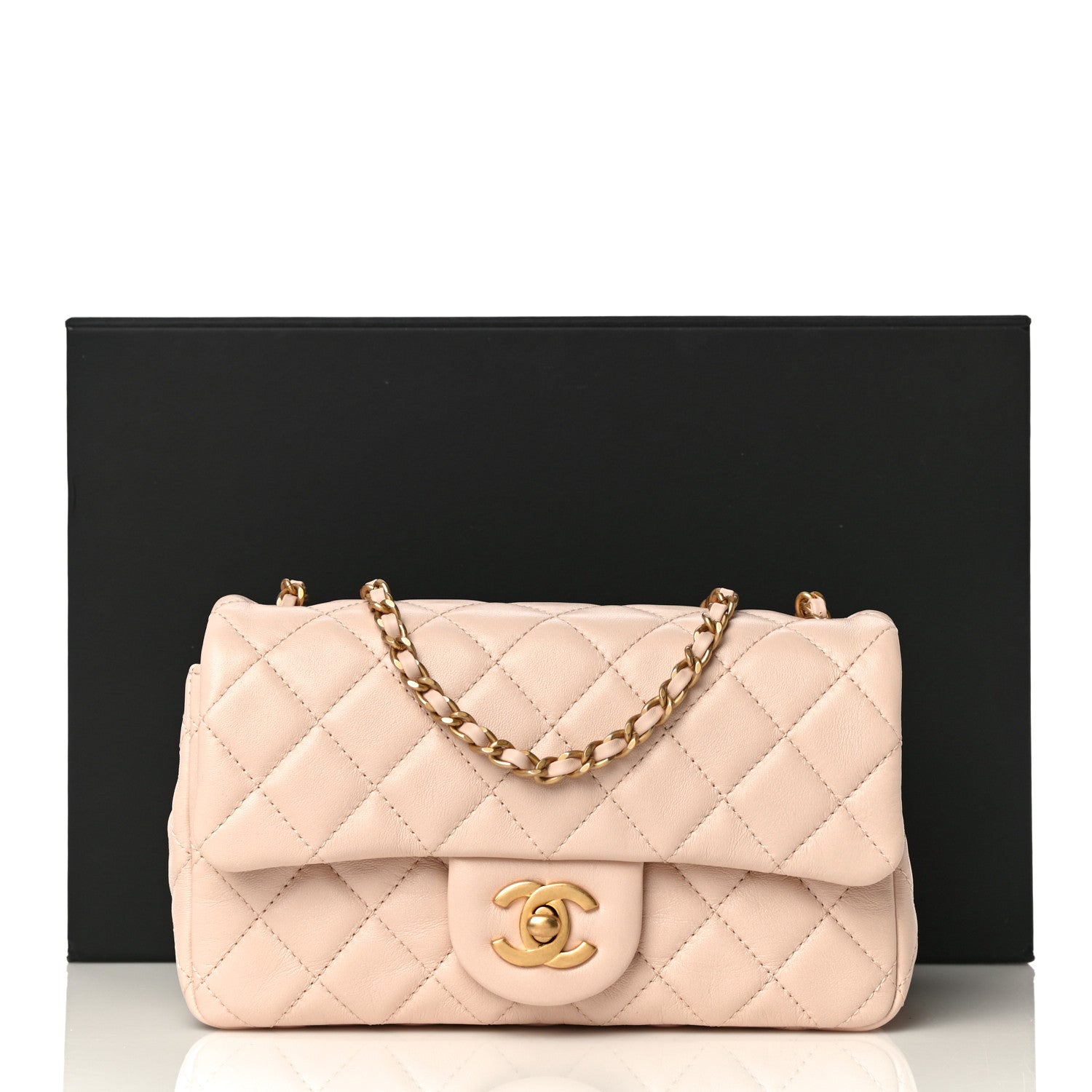 Chanel Lambskin Quilted Mini Rectangular Pearl Crush Flap Light Beige 11 of 11