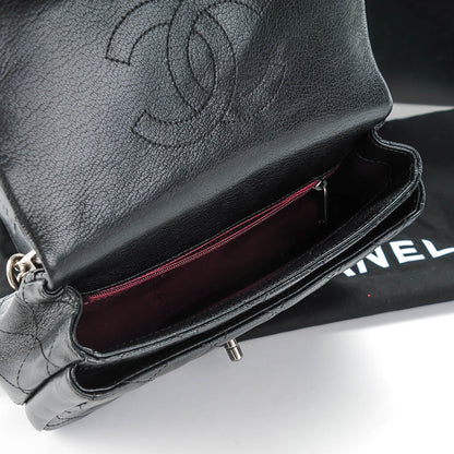 Chanel Shiny Goatskin Quilted Small Double Carry Waist Chain Flap Black 6 of 9