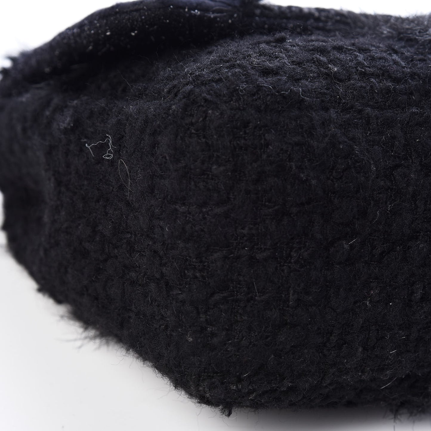 Tweed Faux Fur Patchwork Jumbo Single Flap Black