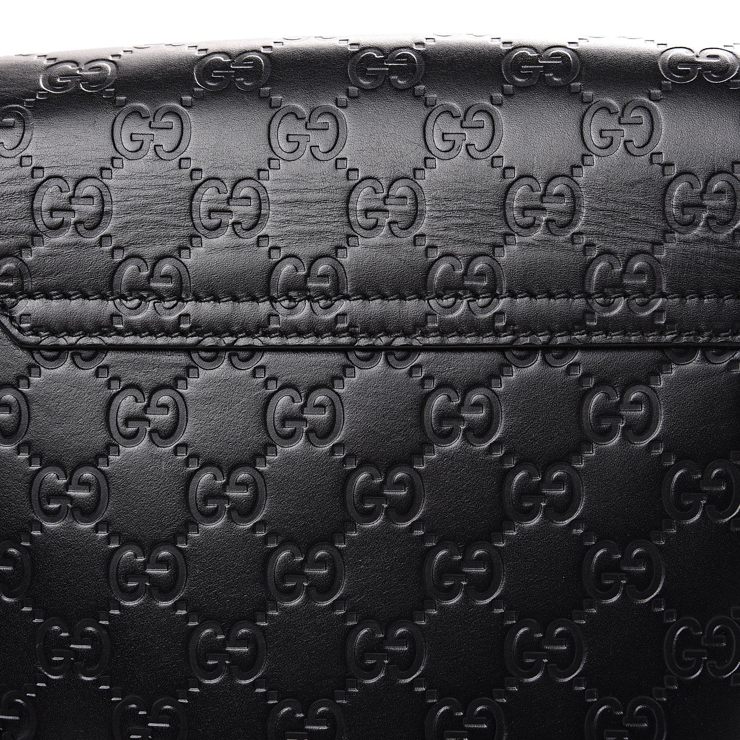 Gucci Guccissima Signature Single Buckle Flap Messenger Bag Black 14 of 14