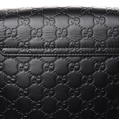Gucci Guccissima Signature Single Buckle Flap Messenger Bag Black 14 of 14