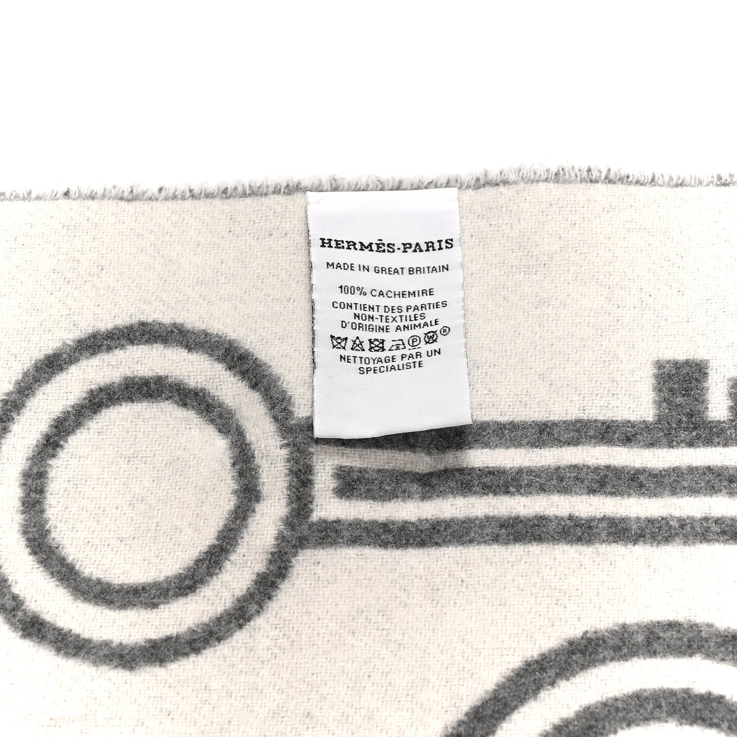 Hermes Cashmere Casaque Porte-Clefs Muffler Flanelle Ivoire