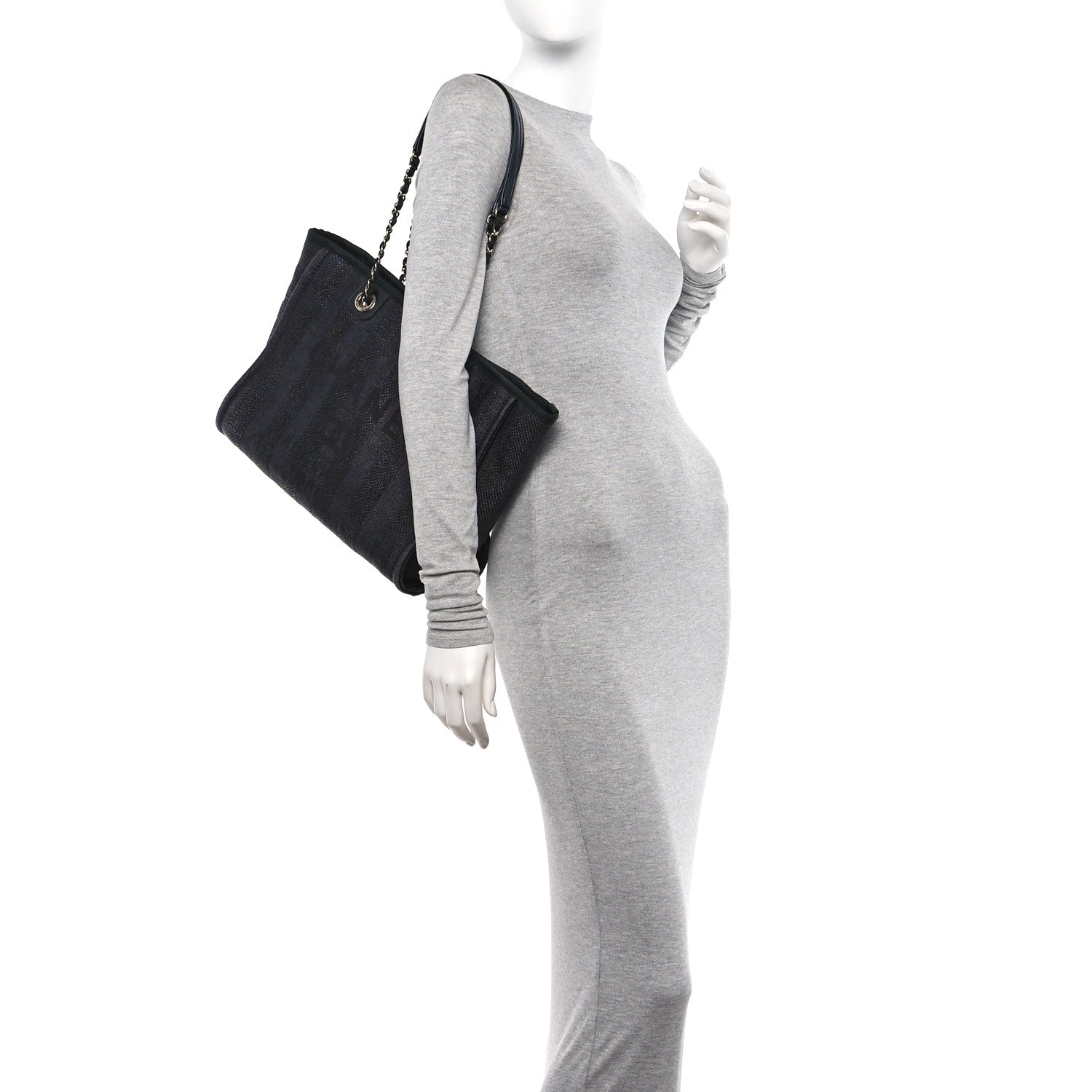 Chanel Mixed Fibers Striped Small Deauville Tote Black 2 of 14