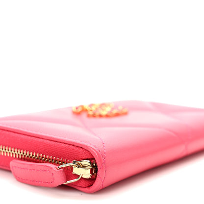 Chanel Goatskin Quilted Medium Chanel 19 Zipped Wallet Dark Pink 9 of 10