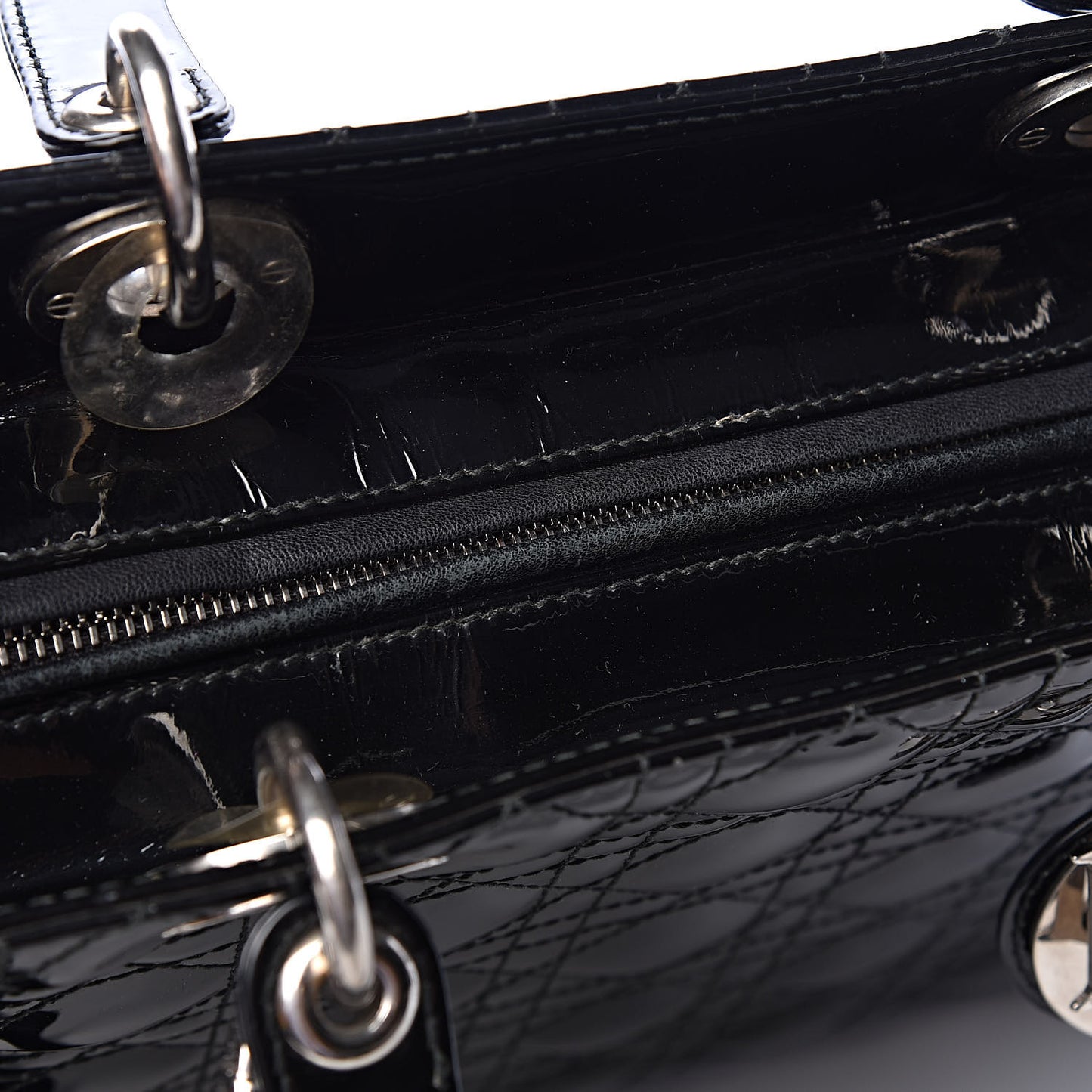 Patent Cannage Large Lady Dior Black