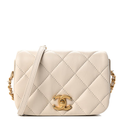 Chanel Calfskin Quilted Mini Nailed CC Flap Bag Beige 1 of 4