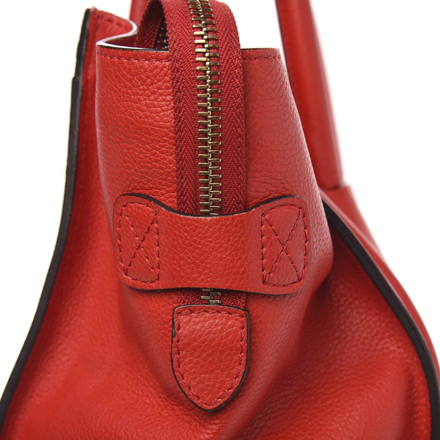 Celine Drummed Calfskin Mini Luggage Coquelicot 16 of 17