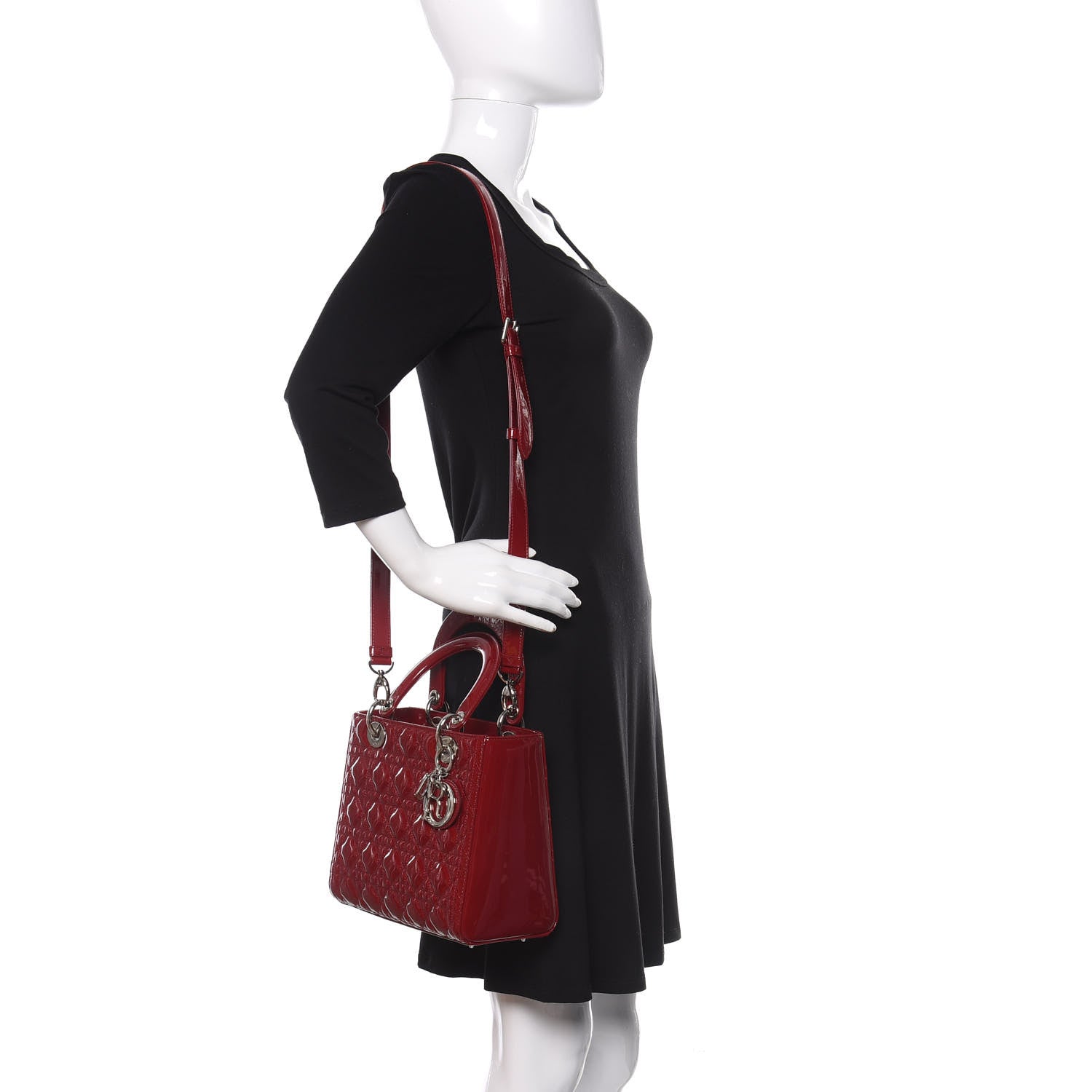 Christian Dior Patent Cannage Medium Lady Dior Red 2 of 10