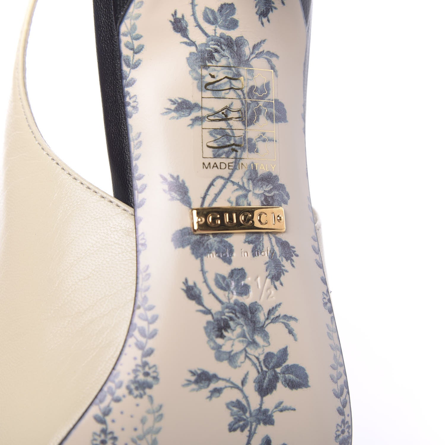 Gucci Malaga Kid Web Bow Jane Low Heel Slingback Pumps 35.5 Off White 7 of 9