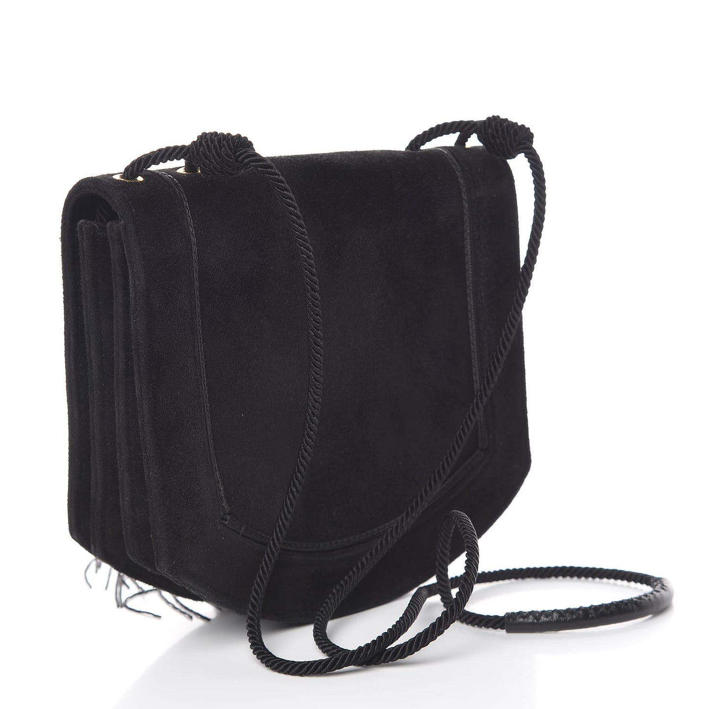 Suede Medium Monogram Fetish Satchel Black