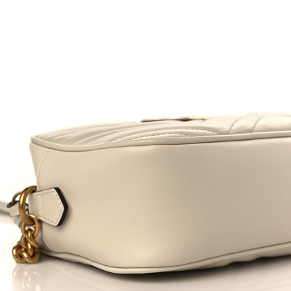 Gucci Calfskin Matelasse Small GG Marmont Chain Shoulder Bag White 8 of 9