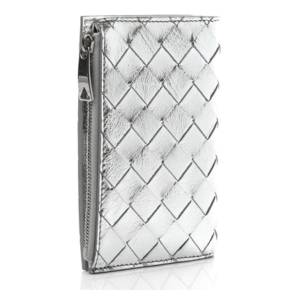 Bottega Veneta Metallic Calfskin Intrecciato Wallet Silver 3 of 6