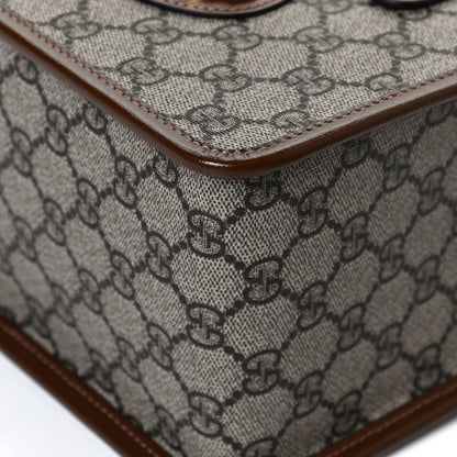 Gucci GG Supreme Monogram Azalea Calfskin Mini Horsebit 1955 Foldover Top Handle Bag Beige Ebony Brown Sugar 12 of 13