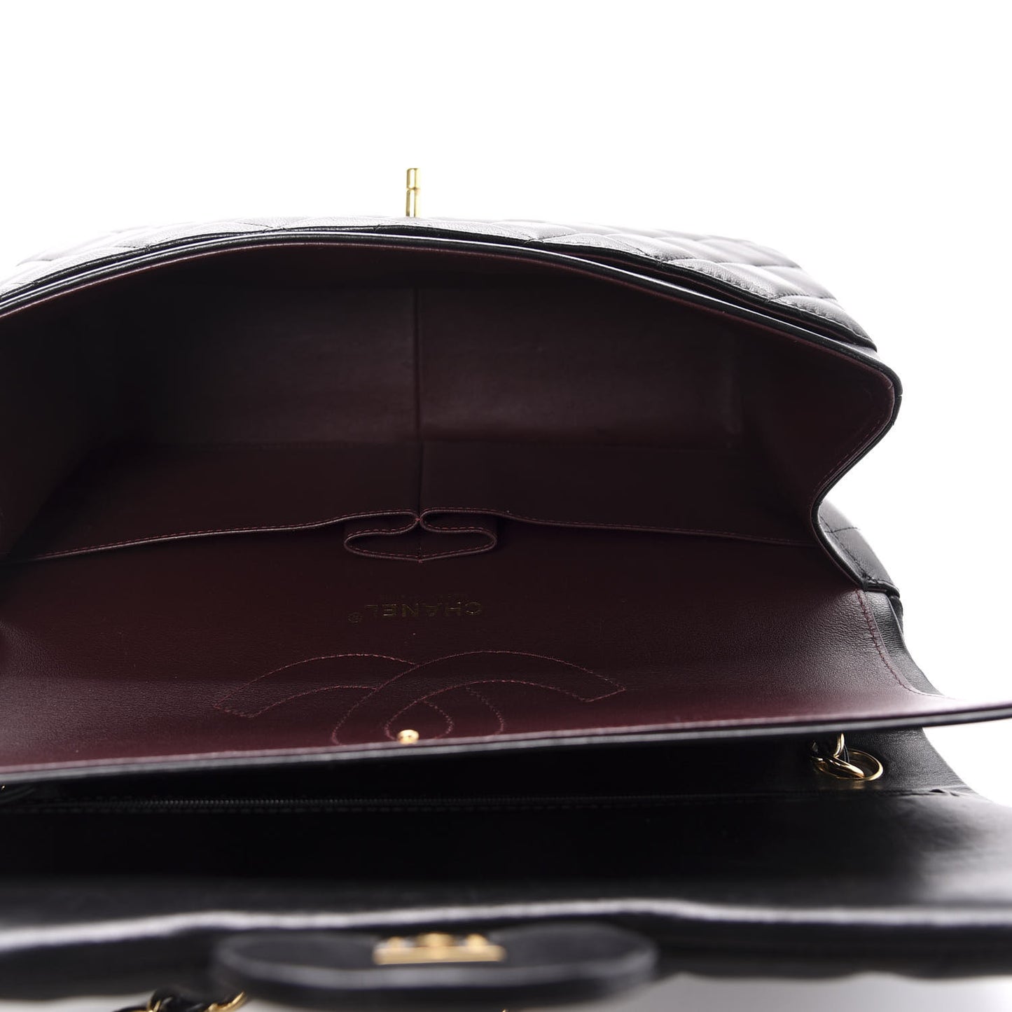 Lambskin Quilted Jumbo Double Flap Black