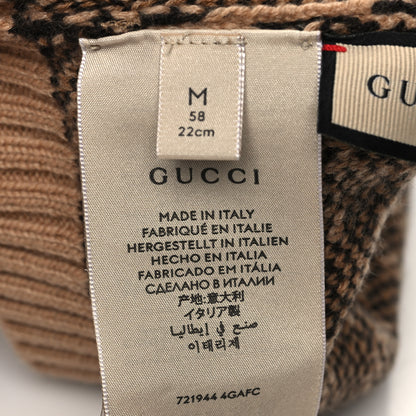 Gucci Wool Cashmere Horsebit Cross Beanie Hat M Beige 6 of 6
