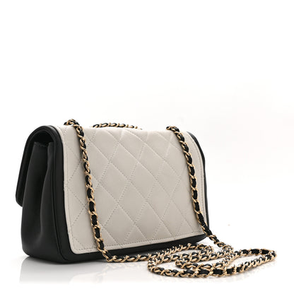 Chanel Lambskin Quilted Small Graphic Flap White Black 3 of 10