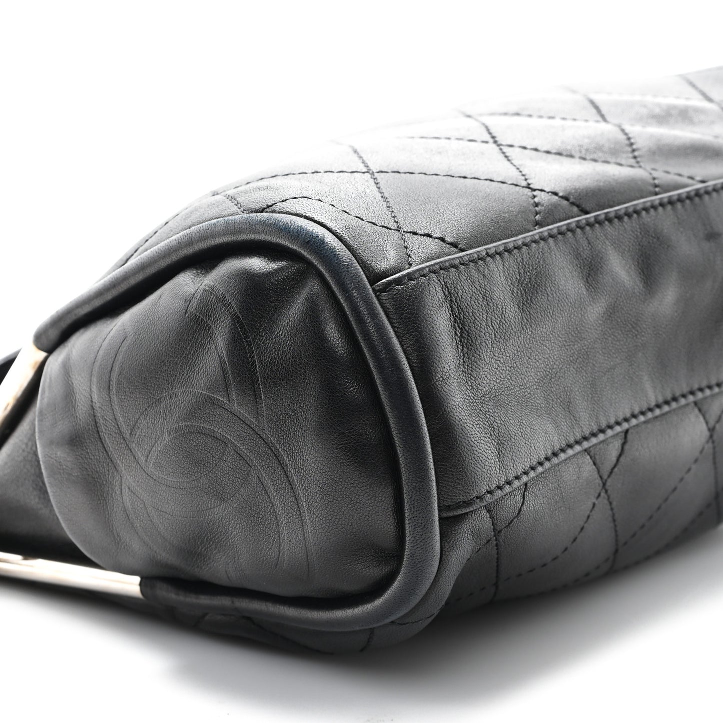 Lambskin Stitched Medium Ultimate Soft Tote Black