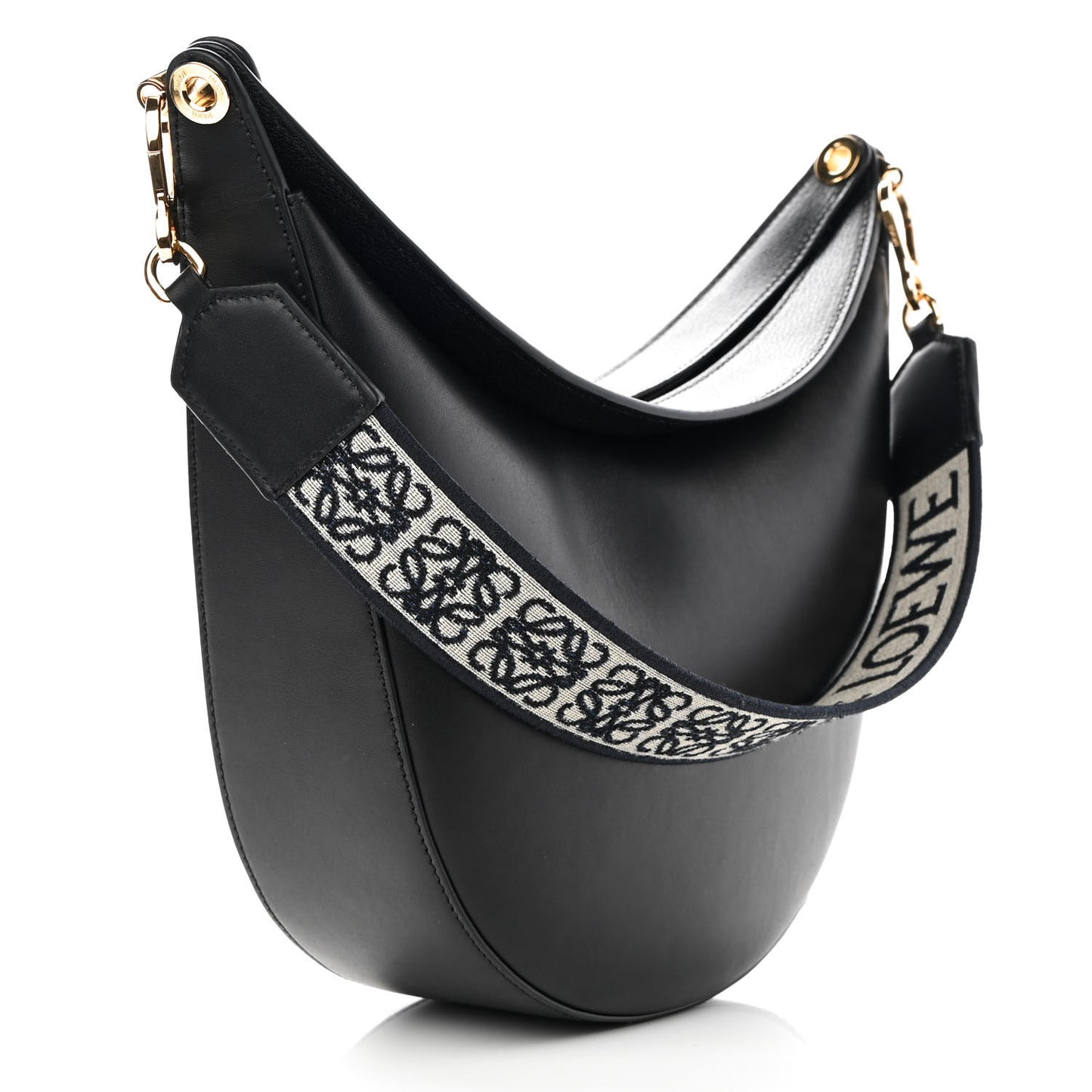 Satin Calfskin Jacquard Luna Bag Black