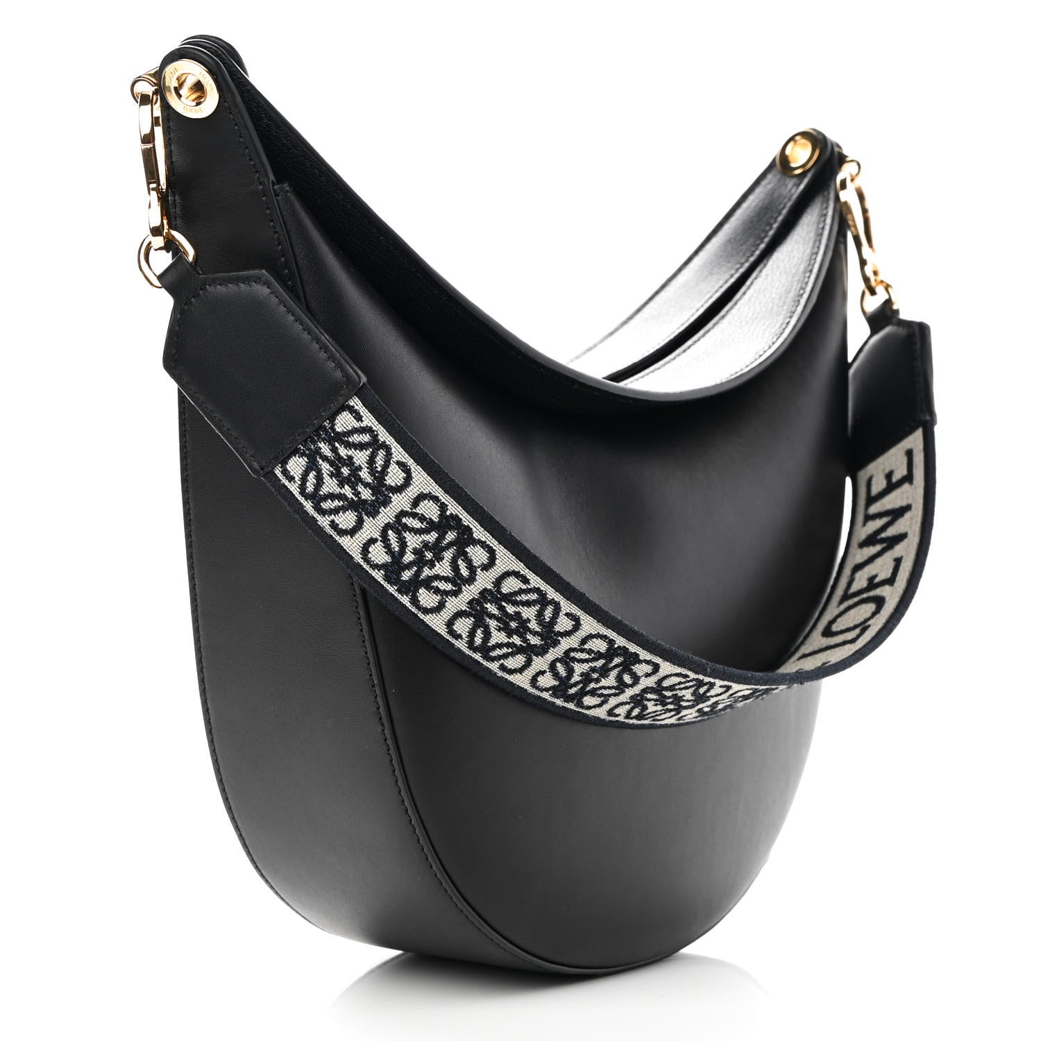 Loewe Satin Calfskin Jacquard Luna Bag Black 3 of 10