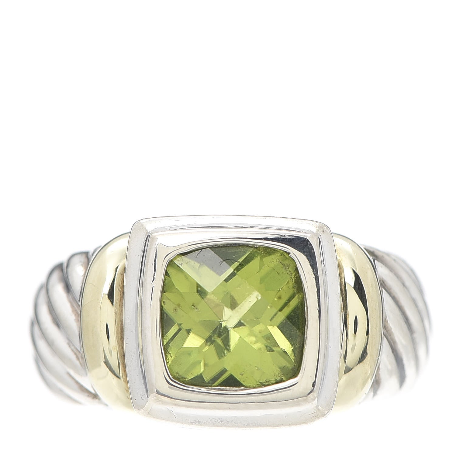David Yurman Sterling Silver 14K Yellow Gold Peridot 7mm Noblesse Ring 53 6.5 1 of 6